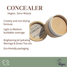 River Organics Zero-Waste Concealer | Gentle Sensitivei Skin Toxic-Free Formula | Vegan & Eco-friendly Compostable Jar | Under-eye and Uneven Skin-tone coverage (01 - Pale) 0.25 oz