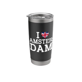 I Love Amsterdam Funny UK Flag Prank Joke Gag Cool Novelty Stainless Steel Insulated Tumbler
