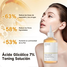 Ácido Glicólico 7% Toning Solución: 100ML Exfolia Rejuvenecimiento Tonificante Para Manchas Y Acné - Acid glicolico tónico reafirmante tonificante y facial Aclara el color de la piel