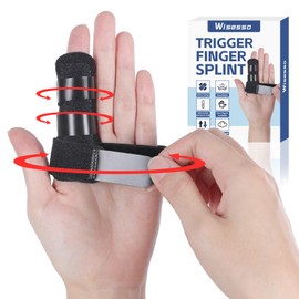 Wisesso Trigger Finger Splint, Index Finger Splint with 3 Adjustable Straps for Straightening & Broken & Pointer Finger, Knuckle Splint Fits Index/Middle/Ring/Pinky Finger, Black, 1 Pack