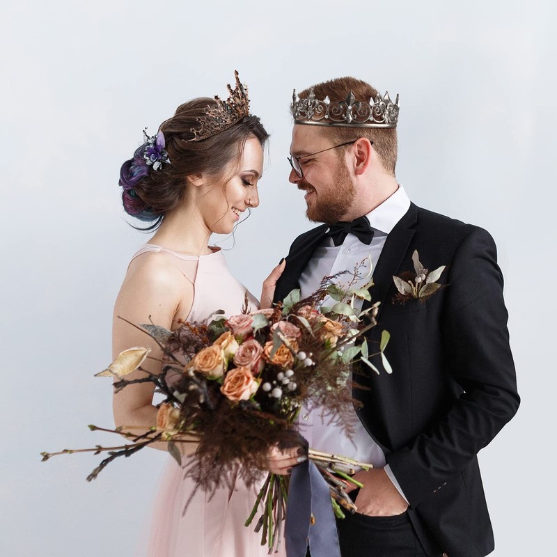 2 Pcs Crowns for Men Women Baroque Queen Crown King