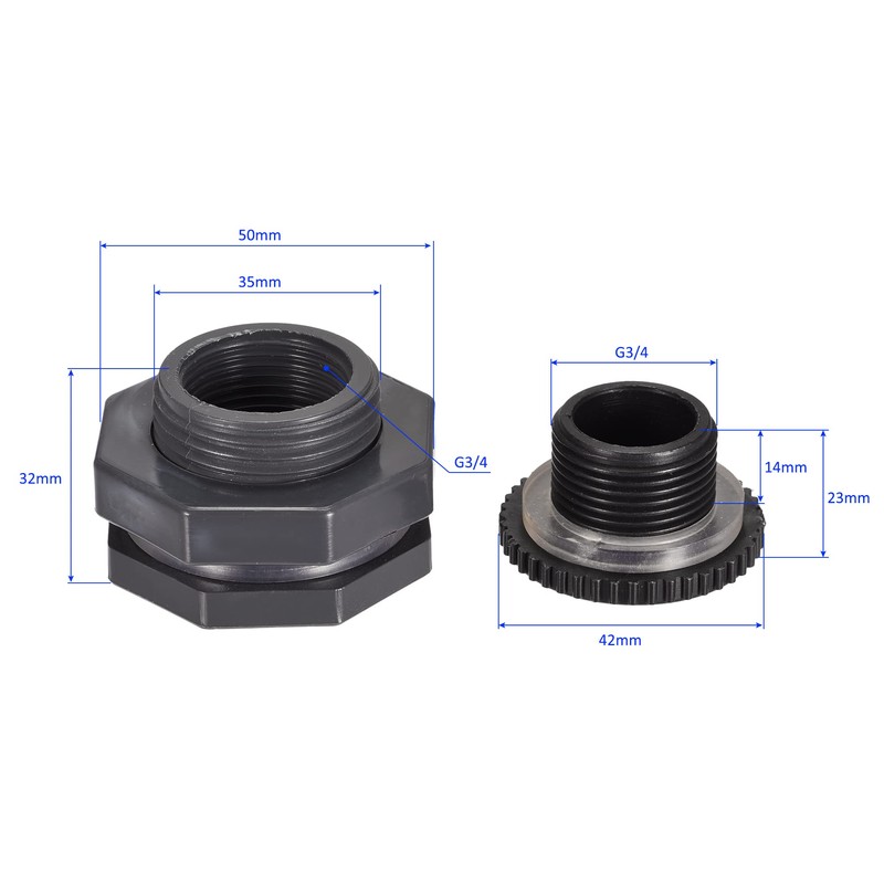 M METERXITY 1 Set PVC Bulkhead Fitting Thread Bulkhead Water