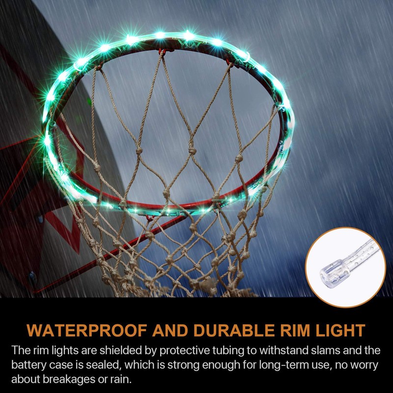 Waybelive LED Basketball Hoop Lights, Remote Control Basketball Rim LED