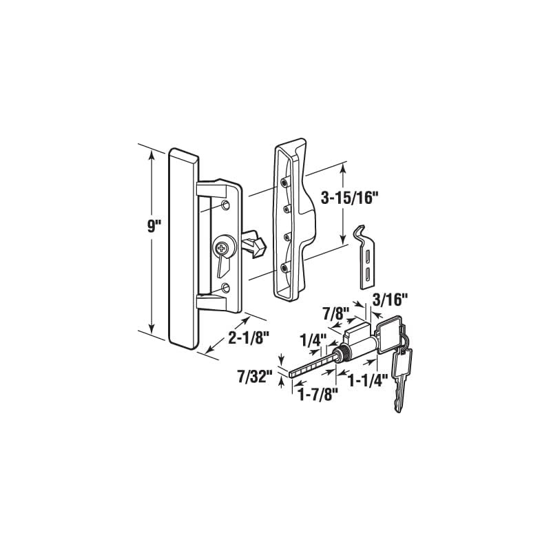 Sliding Glass Patio Door Handle Set with Internal Lock for