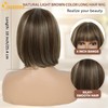 QUEENTAS Peluca Corta Marrón Estilo Bob Para Mujer, Recta Hasta