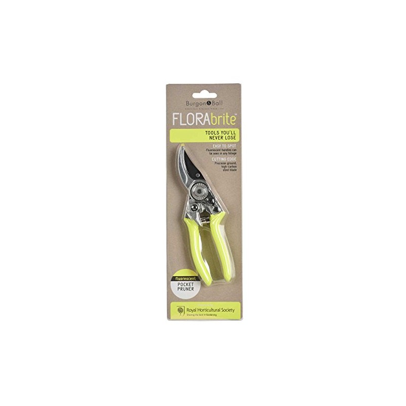 Burgon & Ball FloraBrite Pocket Pruner, 17 cm Length, Yellow