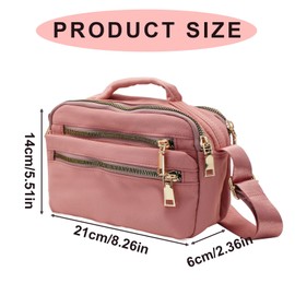 FuninCrea Crossbody Bags for Women with 5 Zipped Pockets, Waterproof Nylon Shoulder Bag for Women Lightweight Crossbody Purse (Black)