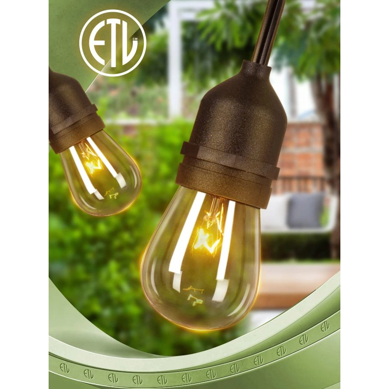addlon 96FT(48FT*2) Outdoor String Lights Commercial Grade Weatherproof Stran...