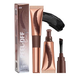 Eyebrow Tattoo Peel Off, Eyebrow Tint Dark Brown - Waterproof Lasting Eye brow Gel, Quick-Dry Peelable Tint for Natural Defined Brows, Easy DIY Application (Semi-Permanent)