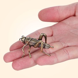 PASOLABE Brass Cricket Figurine Feng Shui Brass Statue, Brass Animal Figurines Mini Cricket Statue Lucky Cricket Wealth Sculpture Brass Hearth Cricket for Home Desktop Office