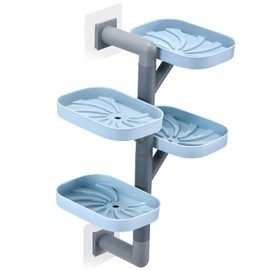 Soap holder four Layer Wall Mounted NO-Drilling Rotatable Self-draining Removable Soap Dish For Shower bathroom tray,Self Draining Sponge Holder,Razor Holder