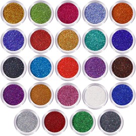 LEOBRO Fine Glitter, 24 Colors Holographic Fine Glitter for Crafts, Resin, Tumblers, Nail Body, DIY Party Decorations