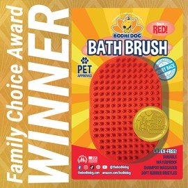 Bodhi Dog Shampoo Brush - Pet Grooming & Bath Supplies for Cats and Dog - Bath Brush for Long & Short Hair - Premium Scrubber for Shower, Bathing & Massage (One Pack, Red)