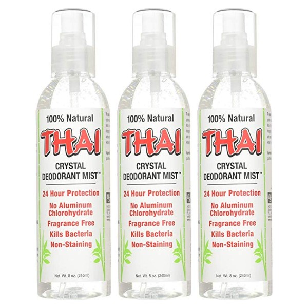 Thai Deodorant Stone Crystal Mist Natural Deodorant Spray 8 oz. Bundle (Pack Of 3)