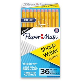 Paper Mate Sharpwriter 0.7 mm Mechanical Pencils, Yellow Barrel - Pack of 36 (1921221)