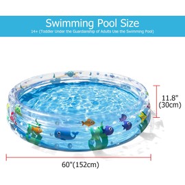 Kiddie Piscina de 60 x 11.8 pulgadas, para niños, piscinas para exteriores y patio trasero (azul)