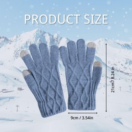 KEYRI 3 Pairs Women Winter Knitted Gloves, Touch Screen Gloves Thermal Knitted Gloves for Women Thicken Windproof Keep Warm Touchscreen Gloves for Men Working Outdoor Activities (Black, Pink, Blue)