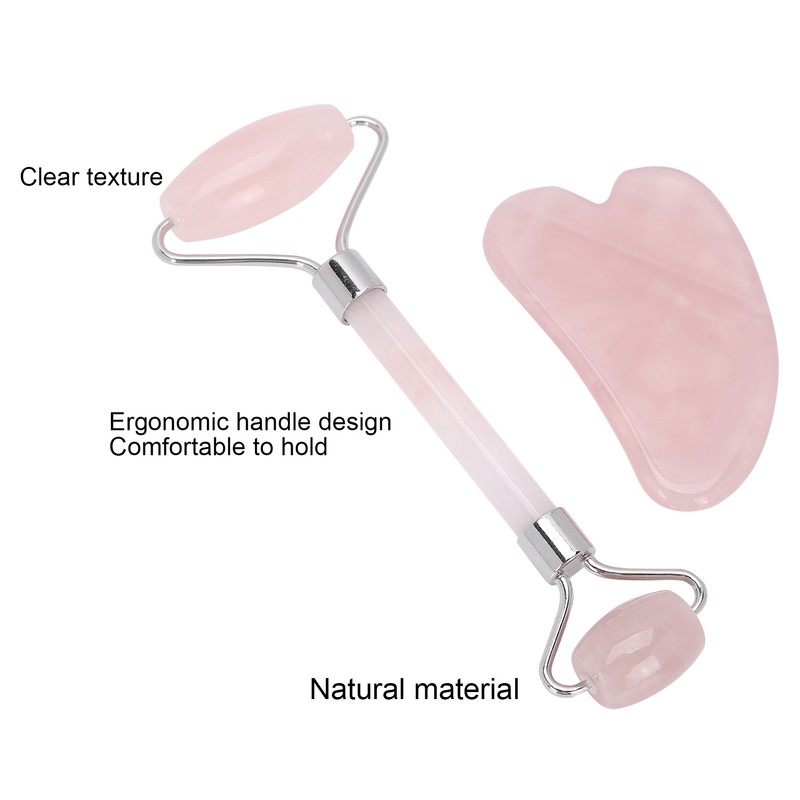 Rose Quartz Face Roller Massager Facial Lifting Tightening Roller Gua