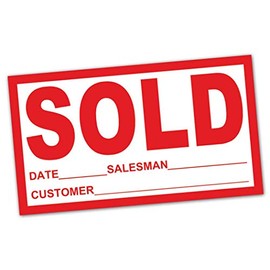 Donkey Auto Products Sold Stickers - Red (100 per Pack) - Vehicle Sales Success Vinyl Sticker