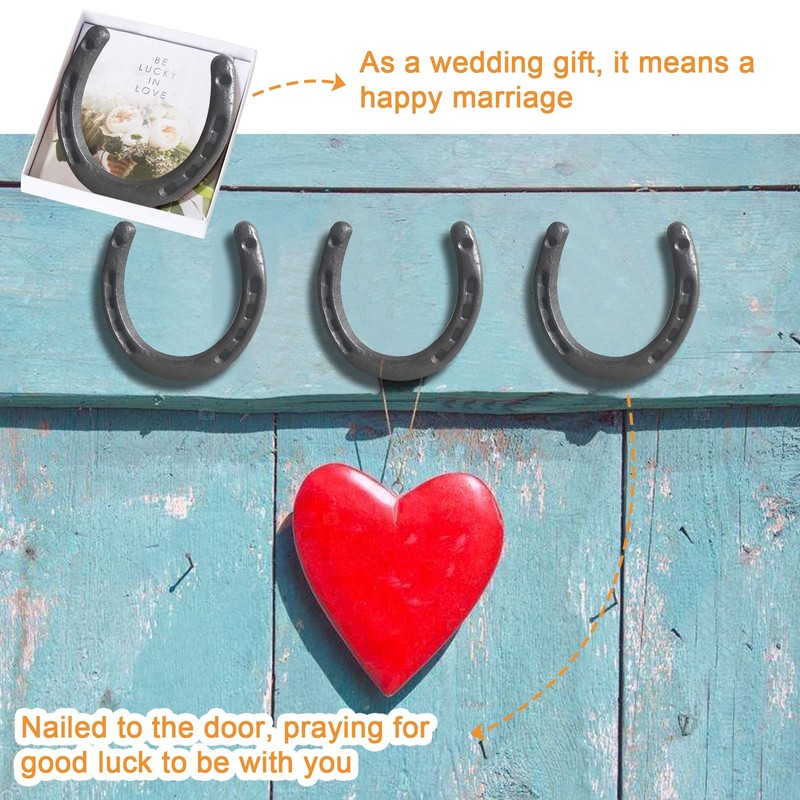 Morobor Cast Iron Horseshoe Wall Decor, 2pcs Medium Horseshoe Durable