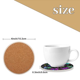 Juego de 2 posavasos de cerámica absorbentes con base de corcho para decoración del hogar, cocina, regalo, bar, mesa de centro, murciélago gótico de Halloween