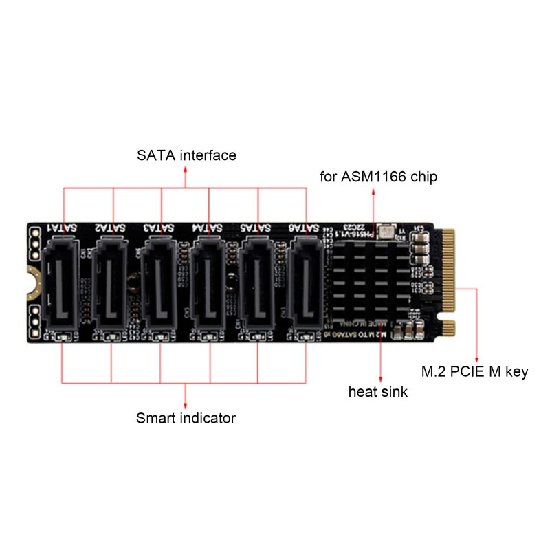 M.2 to SATA3.0 Adapter Card, M.2 M EKY PCIE3.0 to