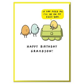 If You Need Me I'll Be On My Eggs Box. Funny Grandson Birthday Card