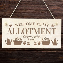 Red Ocean Allotment Sign Engraved Wooden Plaque For Garden Shed Family Home Signs Home Gift Mum Gift Nan Gift