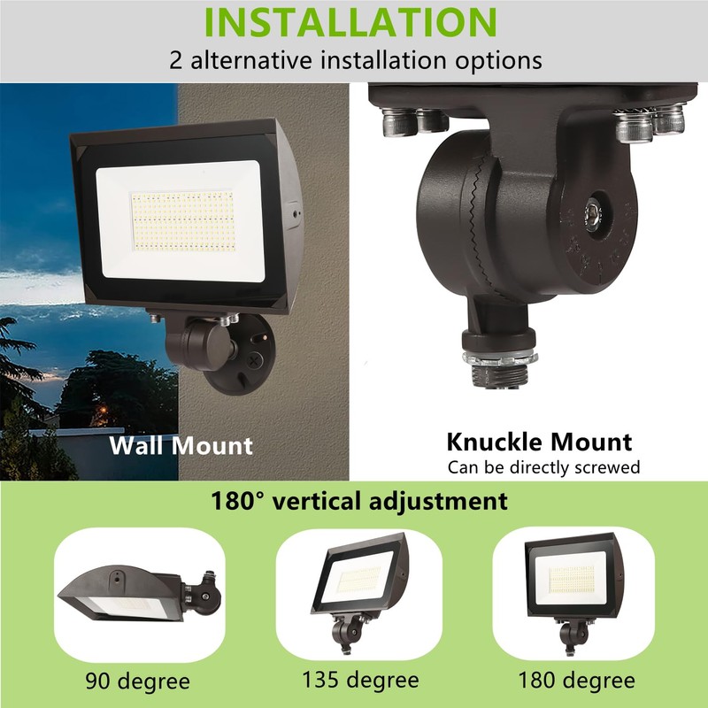 ECCFUTLL 150W Outdoor LED Flood Light with Plate, 5000K Daylight