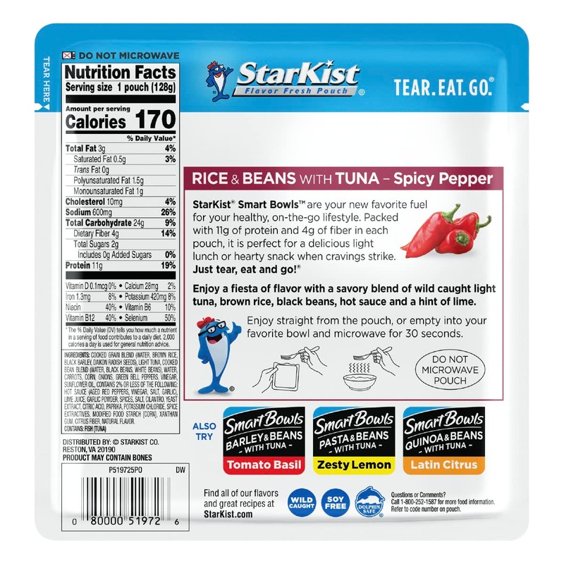 StarKist Smart Bowls Spicy Pepper, 4.5 oz Pouch (Pack of
