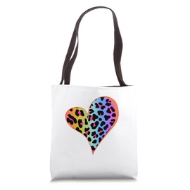 Mini Heart with Colorful Leopard Print Design Tote Bag
