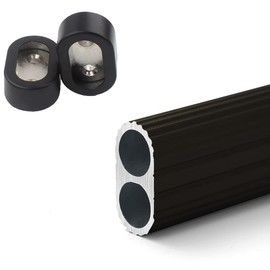 Aluminium Alloy Oval Closet Rods Heavy Duty Wardrobe Rod Application Clothes Hanging Oval Rod 18/20/24/31/39 Inch for Closet Wardrobe (Black 39 inch)