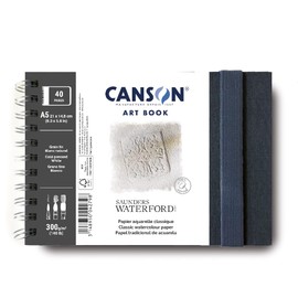 CANSON Professional Fine Grain Watercolor Paper Saunders Waterford 300gsm A5 Spiral Bound Landscape 20 White Sheets Ideal for Professional Artists and Students