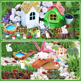 Jinshining 4Pcs Garden Miniature Accessories, Garden Kit, Garden Animals, Resin Miniature Figurines Dollhouse Accessories Micro Landscape Ornaments for DIY Kit Decoration Plant Decor Duckling