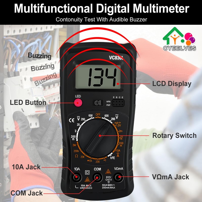 Digital Multimeter Pocket, Multifunction Battery Tester with Backlight Test Wire,