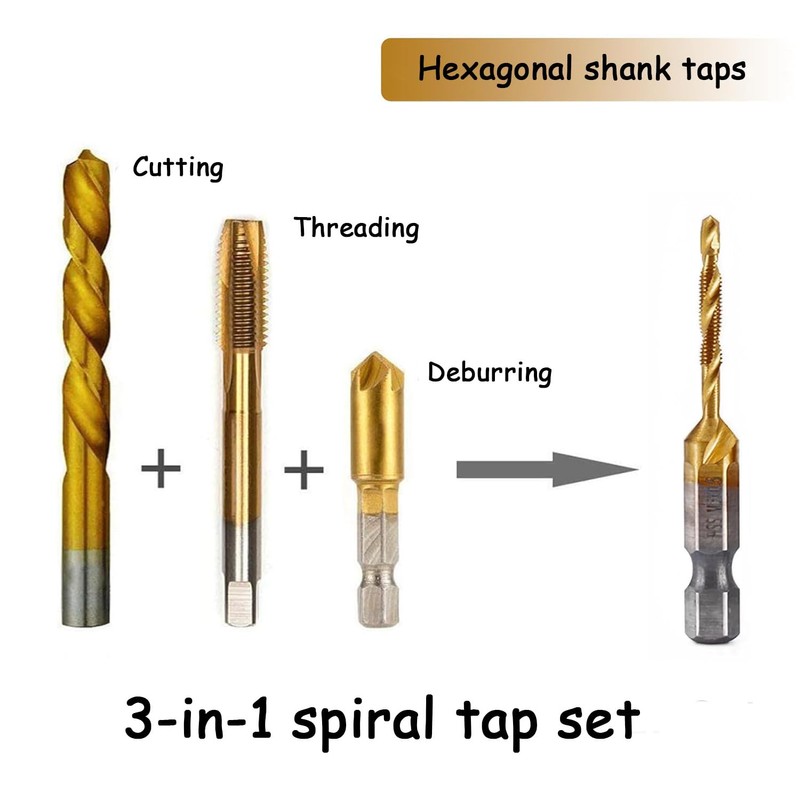Ruikcoll 1/4 Inch Drill Bit Set, Tap, Hexagonal Shank, HSS,