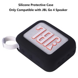 Ziseyoru Silicone Case Cover for JBL Go 4 Ultra Portable Speaker with Soft Microfiber Cleaning Cloth, Compatible with JBL Go 4 Protective Cover Accessories with Carabiner (Black)