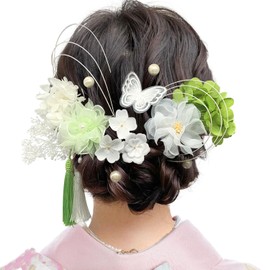 Baramoly Shichi-Go-San Hair Ornament, For Coming of Age Ceremony, Preserved Flowers, Dried Flowers, Butterflies, Artificial Flowers, Pearls, Mizuhiki, Kasumi Grass, Ribbon, Weddings, Graduation