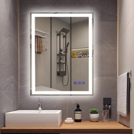 cxxsom Led Mirror Bathroom Lighted Wall Mirror with Lights Smart Vanity Makeup Mirror 32x24 Frontlit and Backlit Stepless Dimmable Change Adjustable,Touch Switch Memory Function,Shatter-Proof,AntiFog