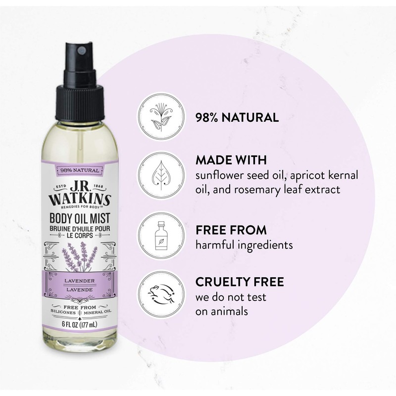 J R Watkins Lavender Body Oil Mist, 6 Fluid Ounce