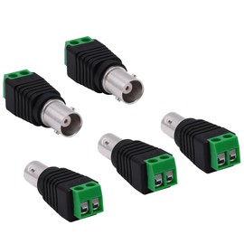 YARCHONN BNC Connector BNC Female to 2Pin Solderless Screw Terminal Block Adapter Video Balun Connector for CCTV Surveillance Camera DVR TV Video-5Pcs (Female)