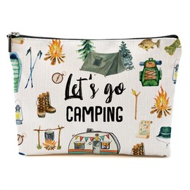 DHKG Camping Gifts Makeup Bag Camping Gift Cosmetic Bag Camping Accessories for Women Girls Camping Lovers Friend Sister Daughter Travel Organizer Zipper Pouch Graduation Birthday Friendship Gifts