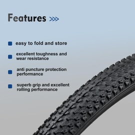26x2.125 Bike Tire 2 Pack,HUIOK Folding Wear-Resistant 26 Inch Bike Tires with 2 Bike Tubes and 2 Tire Levers