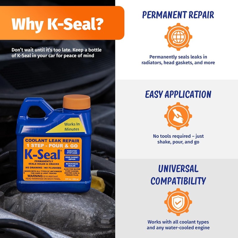 K-Seal ST5501 Multi-Purpose One Step Permanent Coolant Leak Repair, 8oz,