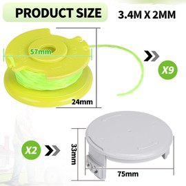 SWAWIS Pack of 11 Thread Spool, Grass Trimmer Accessories, Spool for Grass Trimmer, Replacement Spool Compatible with Ryobi One + 18 V 24 V 40 V Grass Trimmer, Diameter 2.0 mm, 3.4 m Grass Trimmer