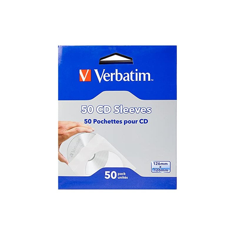 Verbatim CD Sleeves - 50 Pack (white sleeve with window)