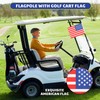 2 Set Golf Cart Safety Flag Pole Reflective Orange, American