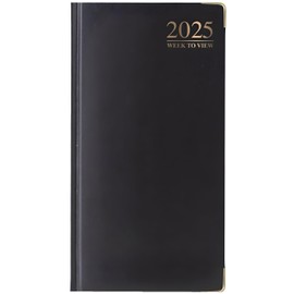2025 DIARY SLIM LINE WEEK TO VIEW WITH METAL EDGE (Black)