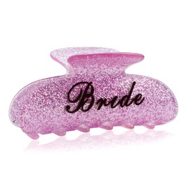 Fohufo Bride Claw Hair Clip - Engagement Gifts for Women, Pink Shiny Acrylic Hair Clip Barrettes, Bride Logo | Bachelorette Party Decorations, Bridesmaid Gift, Bridal Shower, Wedding gifts