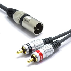 VITALCO XLR Male to 2x RCA Stereo Cable 3 m Microphone Cable 3-Pin to RCA Adapter